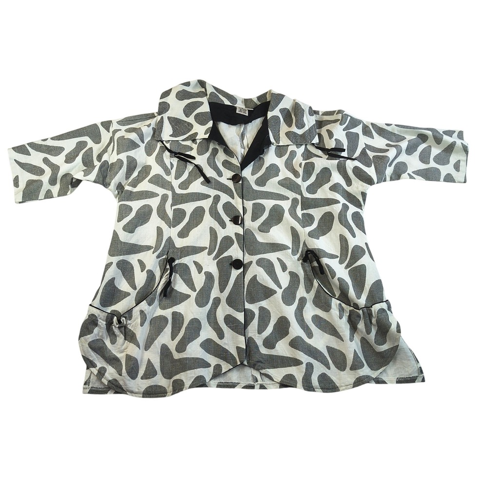 Parsley & Sage XL Abstract Print Button‎ Up Jacket Blazer 100% Cotton XL boho